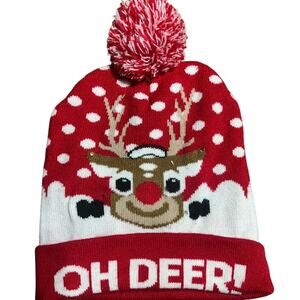 Oh Deer Children's Reindeer Christmas Knit beanie OS
